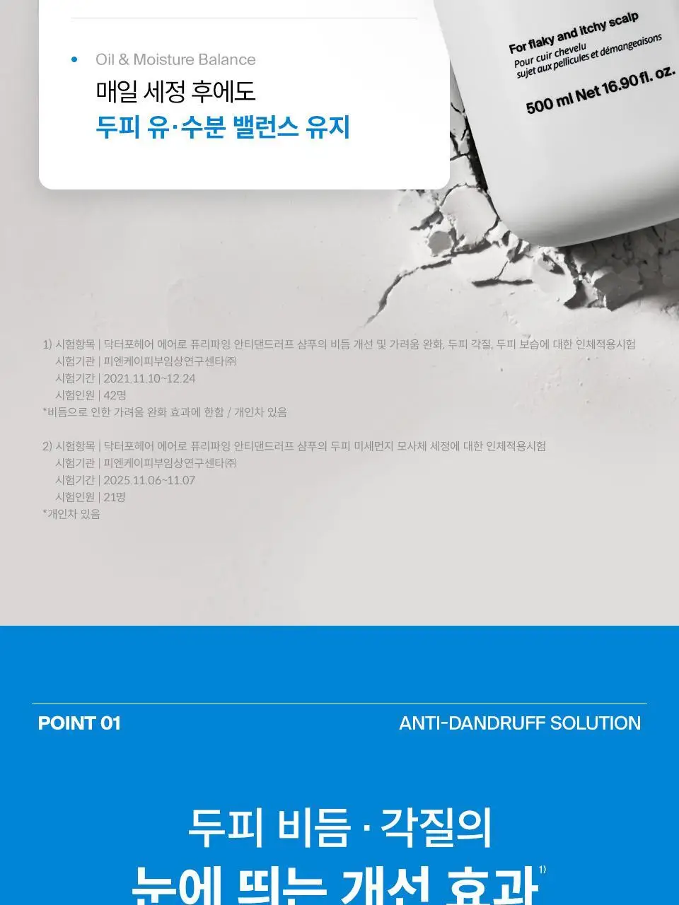 [비듬샴푸 단독기획] 닥터포헤어 에어로 퓨리파잉 안티댄드러프 비듬샴푸 400ml 기획 (+70ml) 상세페이지 9